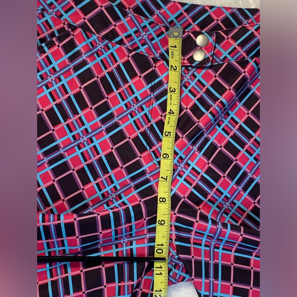 PGA Tour Bermuda Shorts Womens 8 Neon Pink Black Plaid Summer Golf *flaw* - Picture 3 of 7
